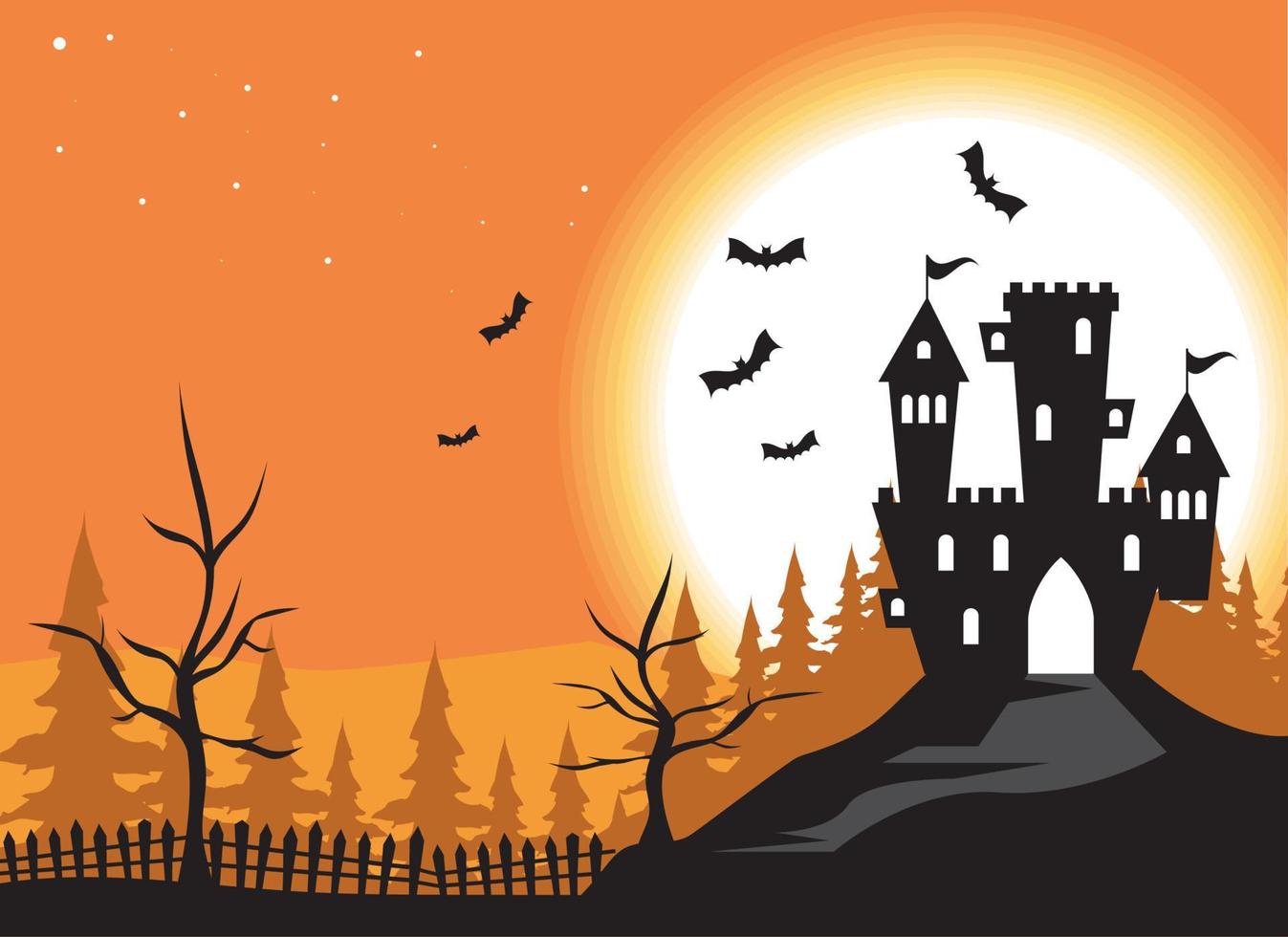 castillo de halloween y murciélagos vector