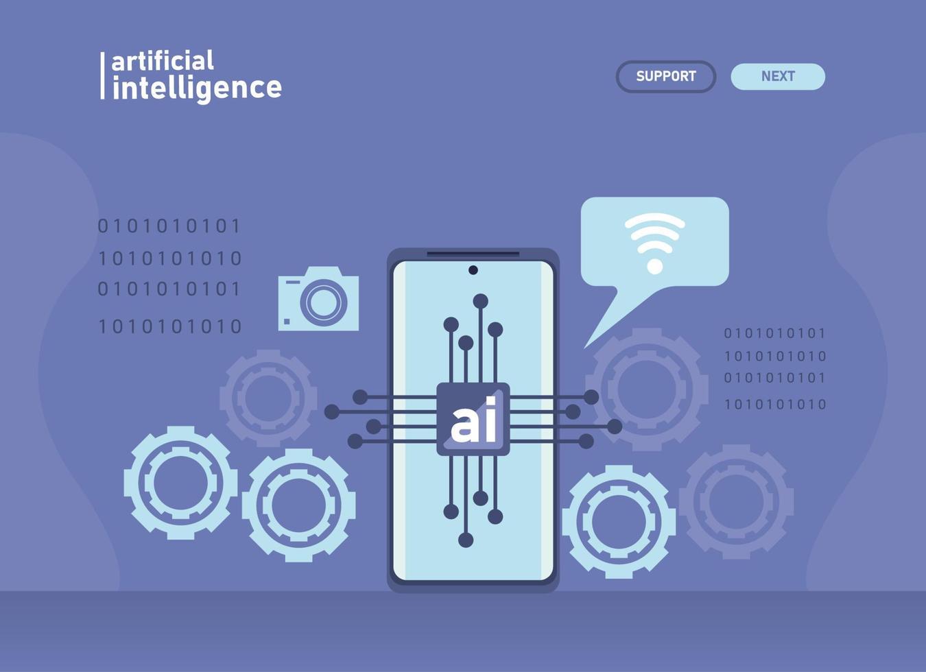 artificial inteligence in smartphone vector