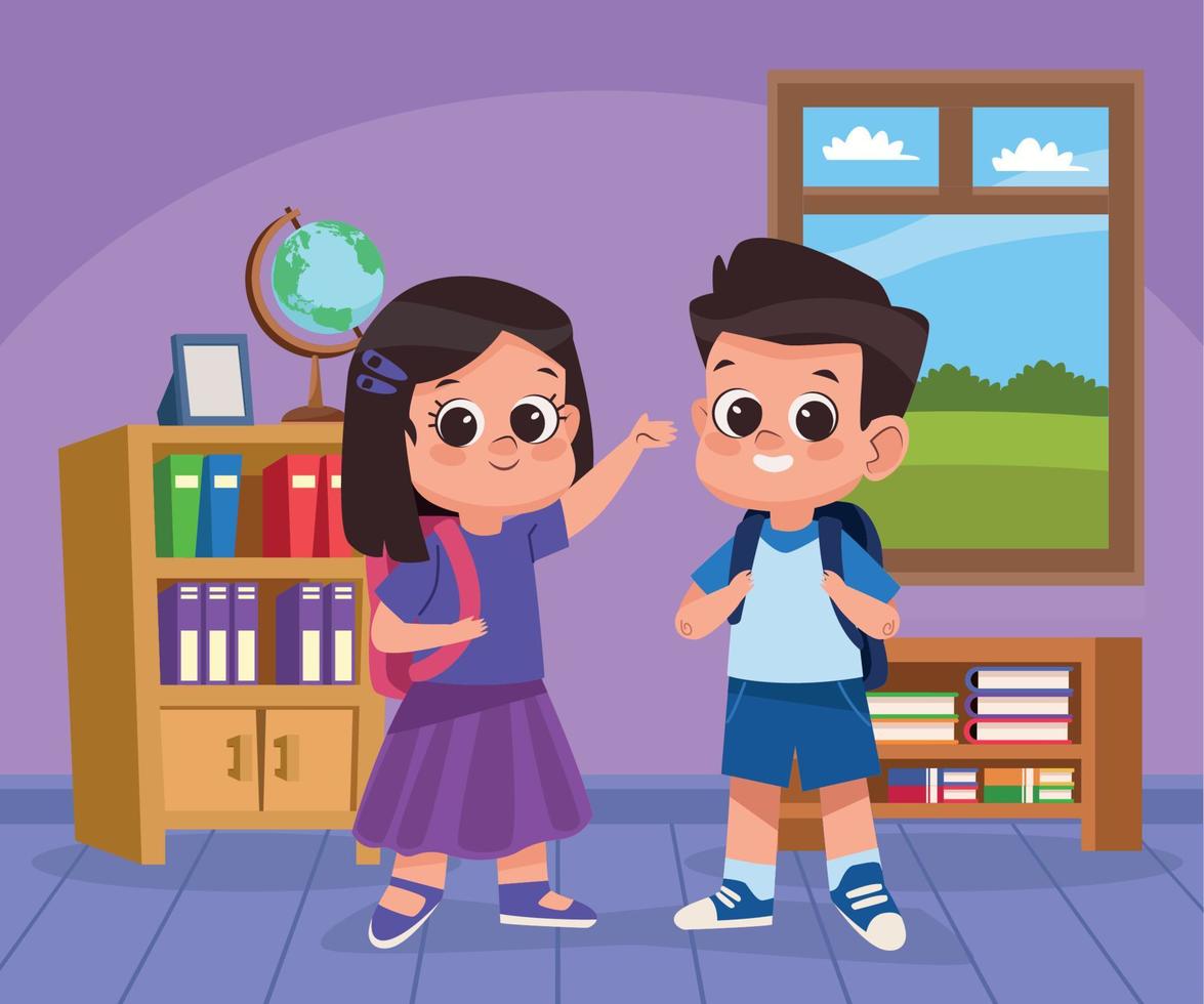 students kids couple in room vector