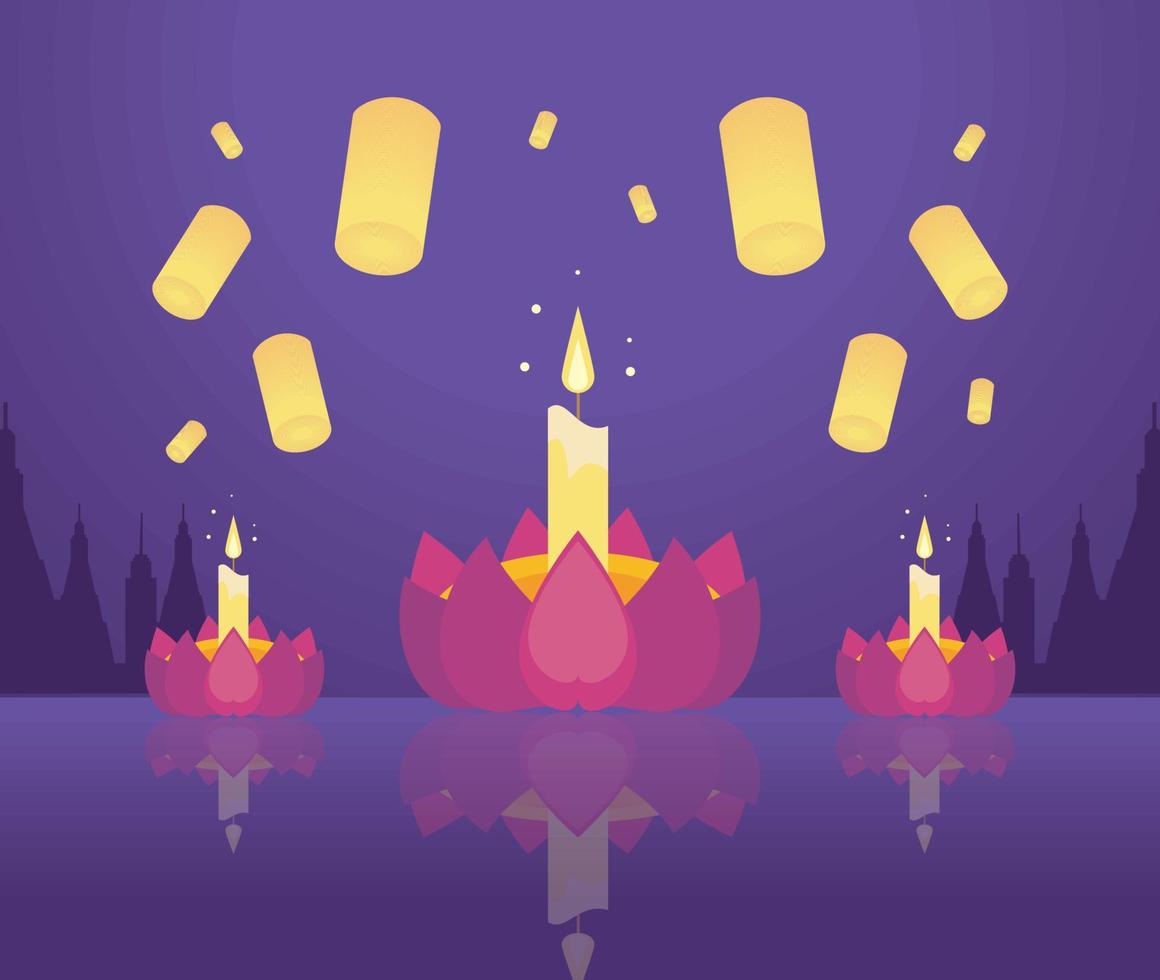 loy krathong celebration vector