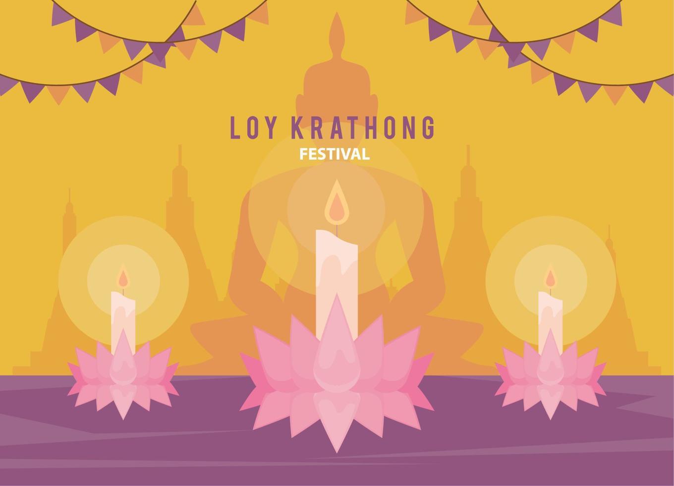 loy krathong lettering vector