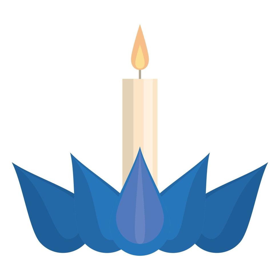 blue lotus flower with candle vector