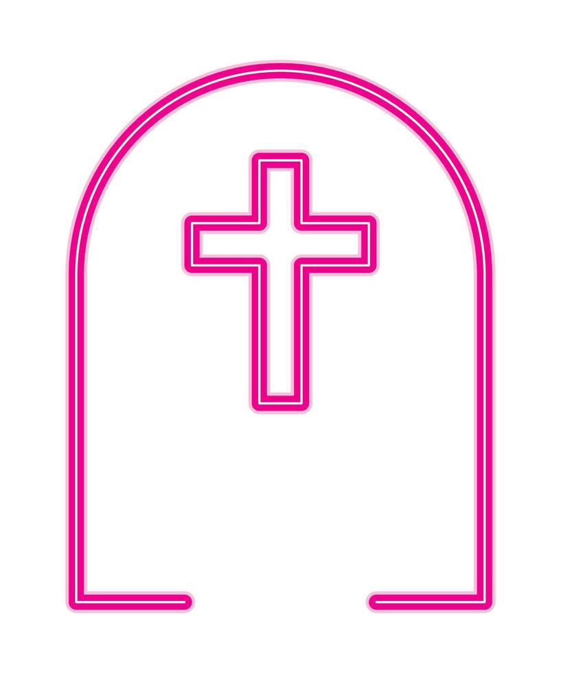 halloween gravestone neon light vector