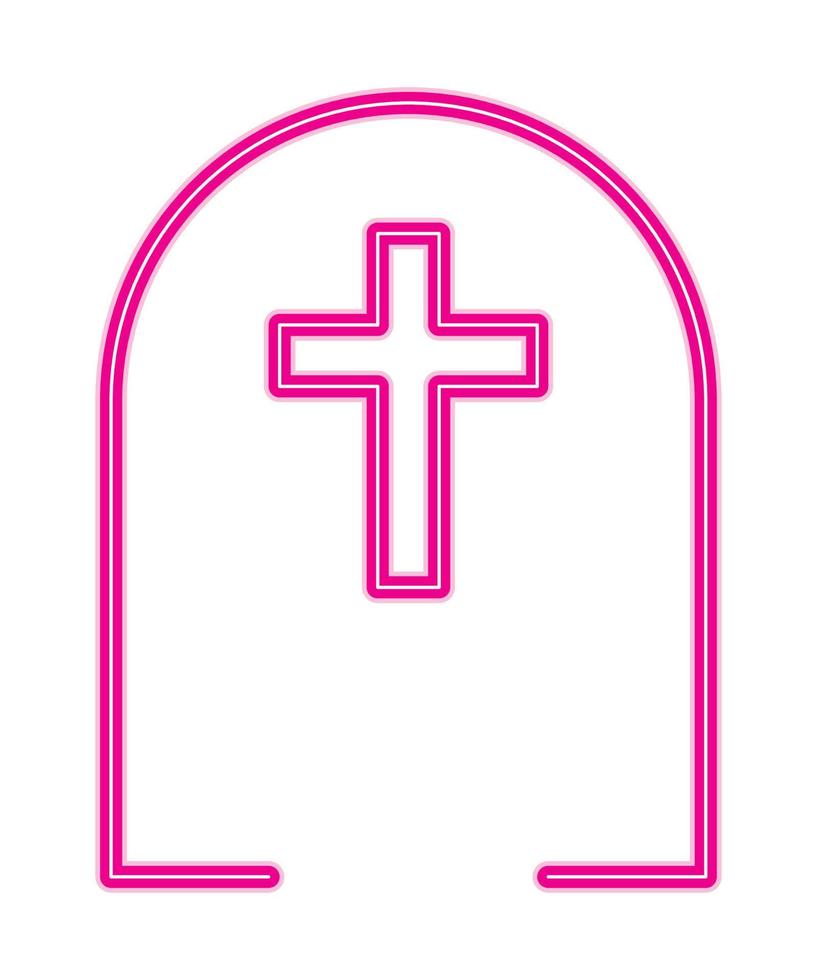 halloween gravestone neon light vector