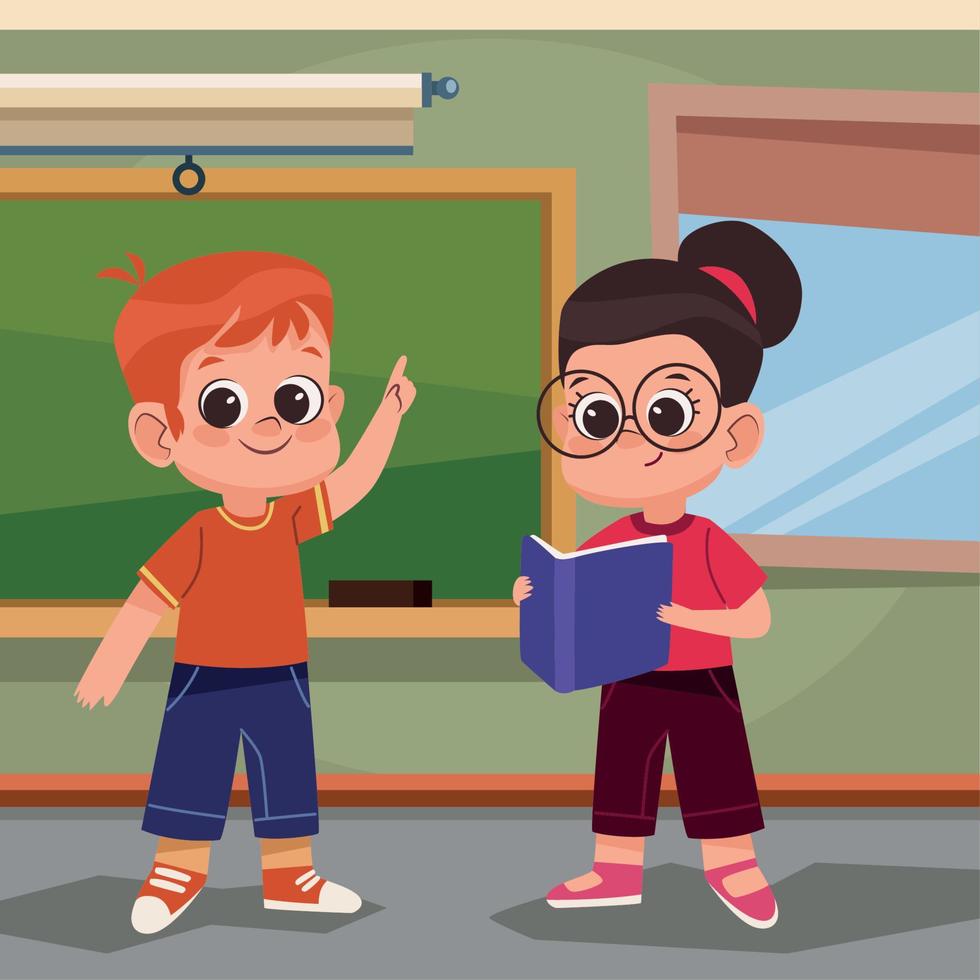 students kids in classroom vector