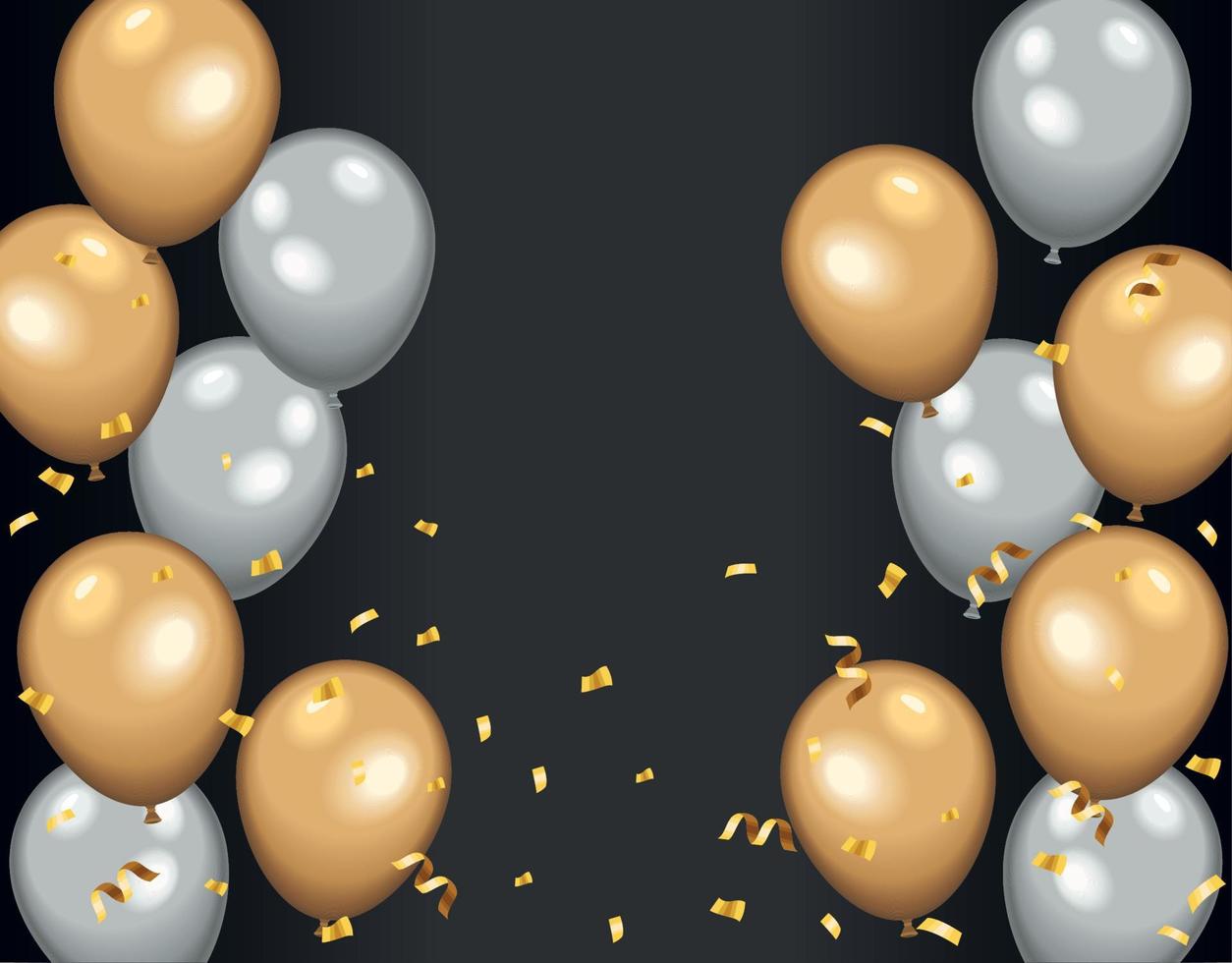 silver and golden balloons helium vector