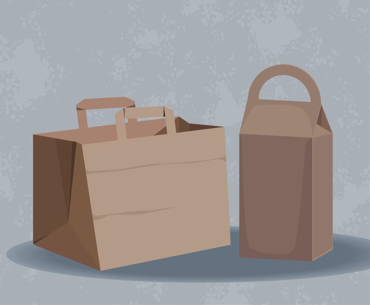 eco handle bags packages vector