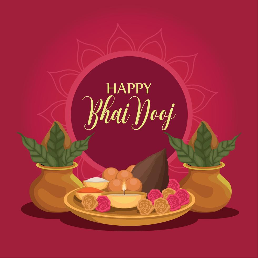 happy bhai dooj lettering vector