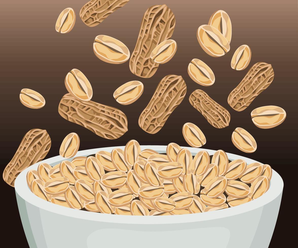 peanuts in dish scene vector