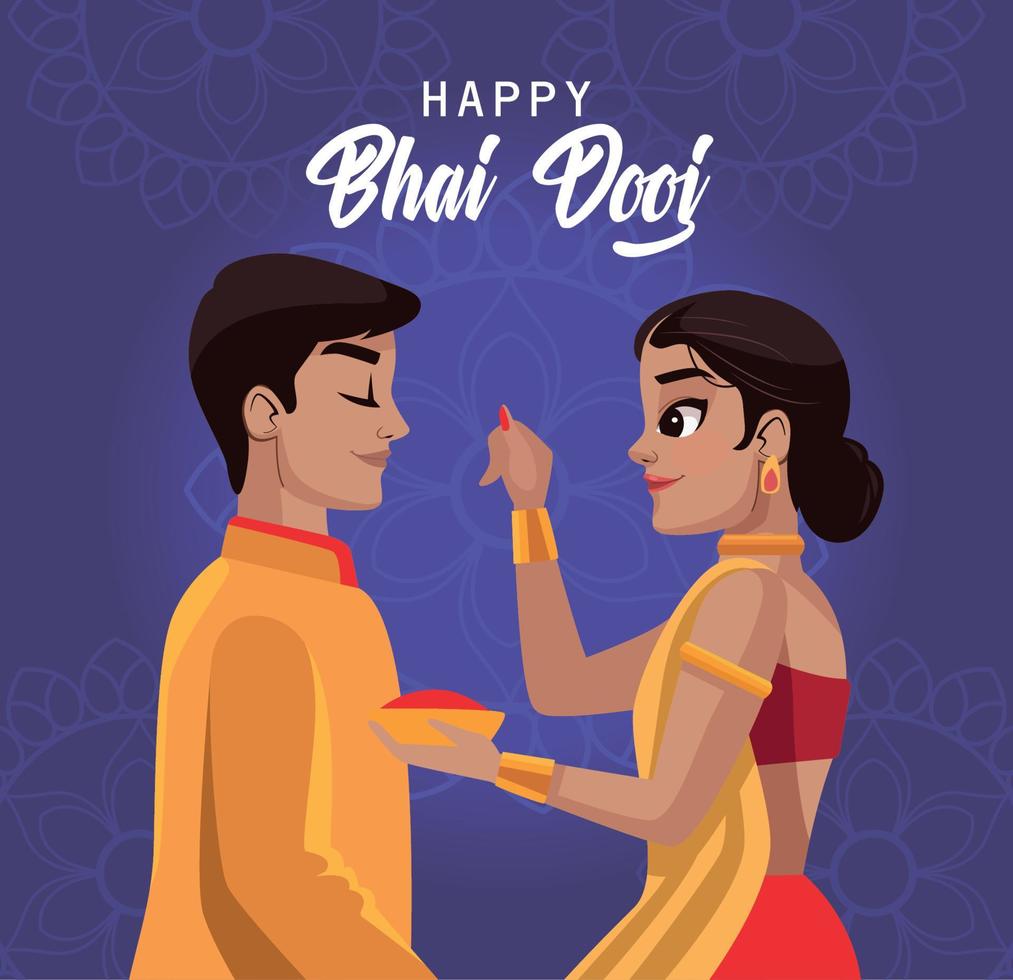 happy bhai dooj lettering card vector