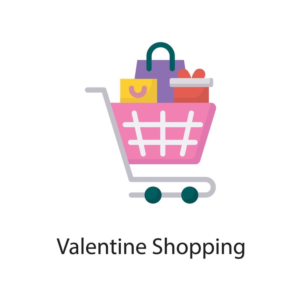Valentine Shopping Vector Flat Icon Design illustration. Love Symbol on White background EPS 10 File