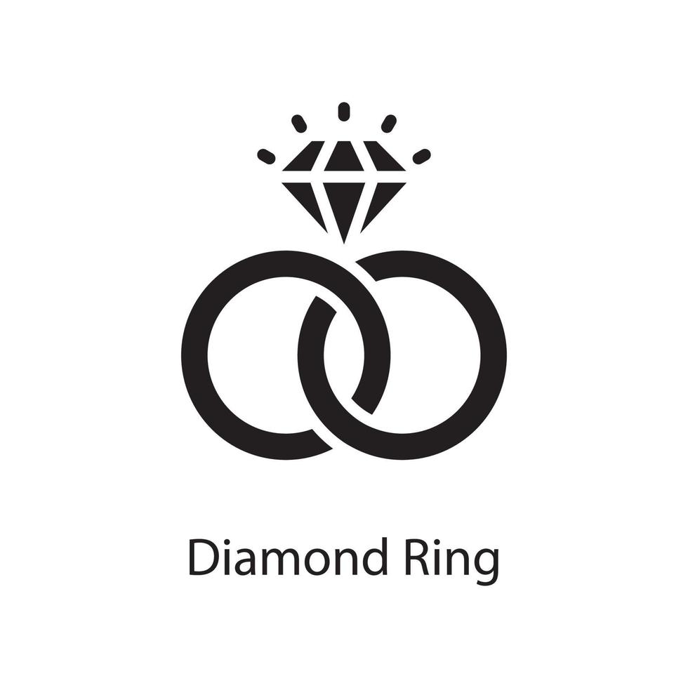 Diamond Ring Vector Solid Icon Design illustration. Love Symbol on White background EPS 10 File