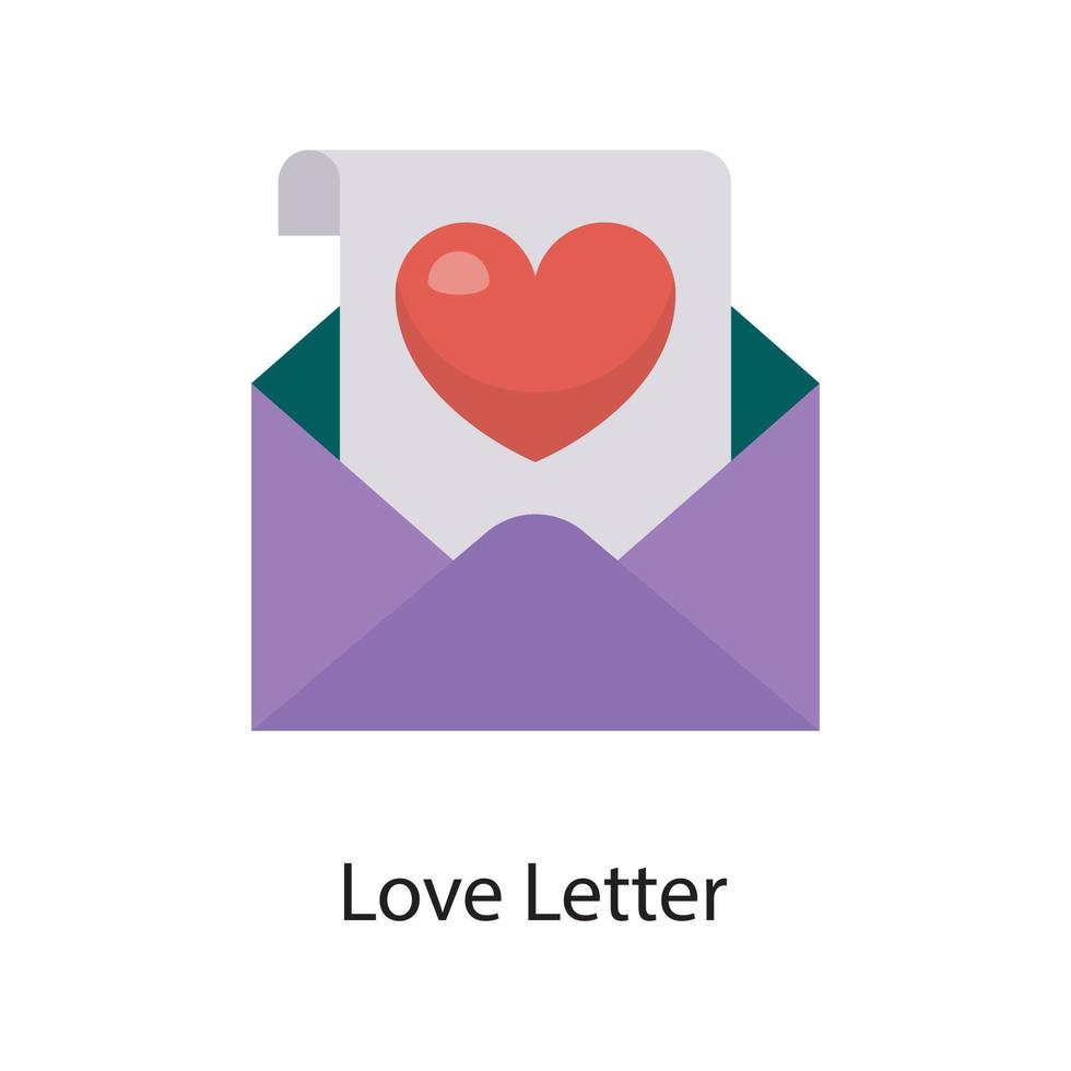 ilustración de diseño de icono plano de vector de carta de amor. símbolo de amor en el archivo eps 10 de fondo blanco