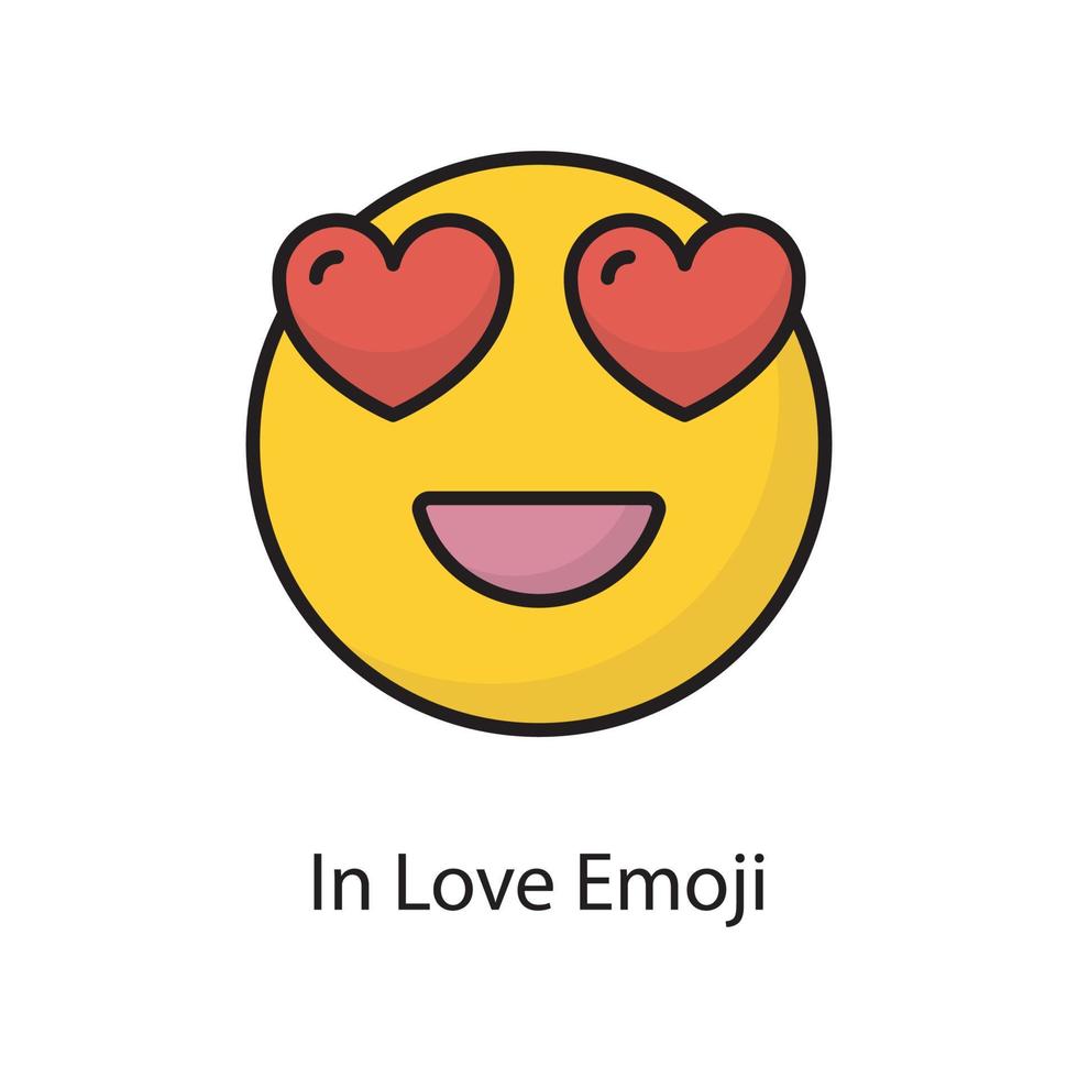 In Love Emoji  Vector Filled Outline Icon Design illustration. Love Symbol on White background EPS 10 File