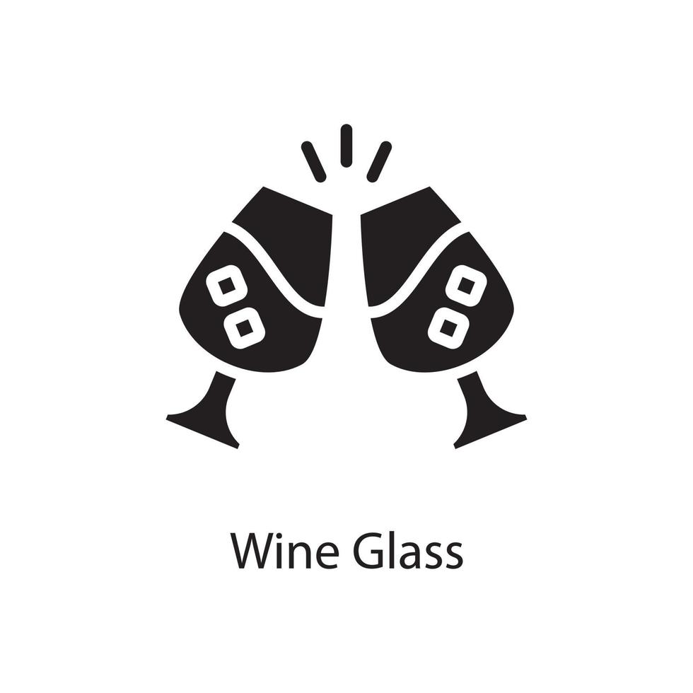 Wine Glass Vector Solid Icon Design illustration. Love Symbol on White background EPS 10 File