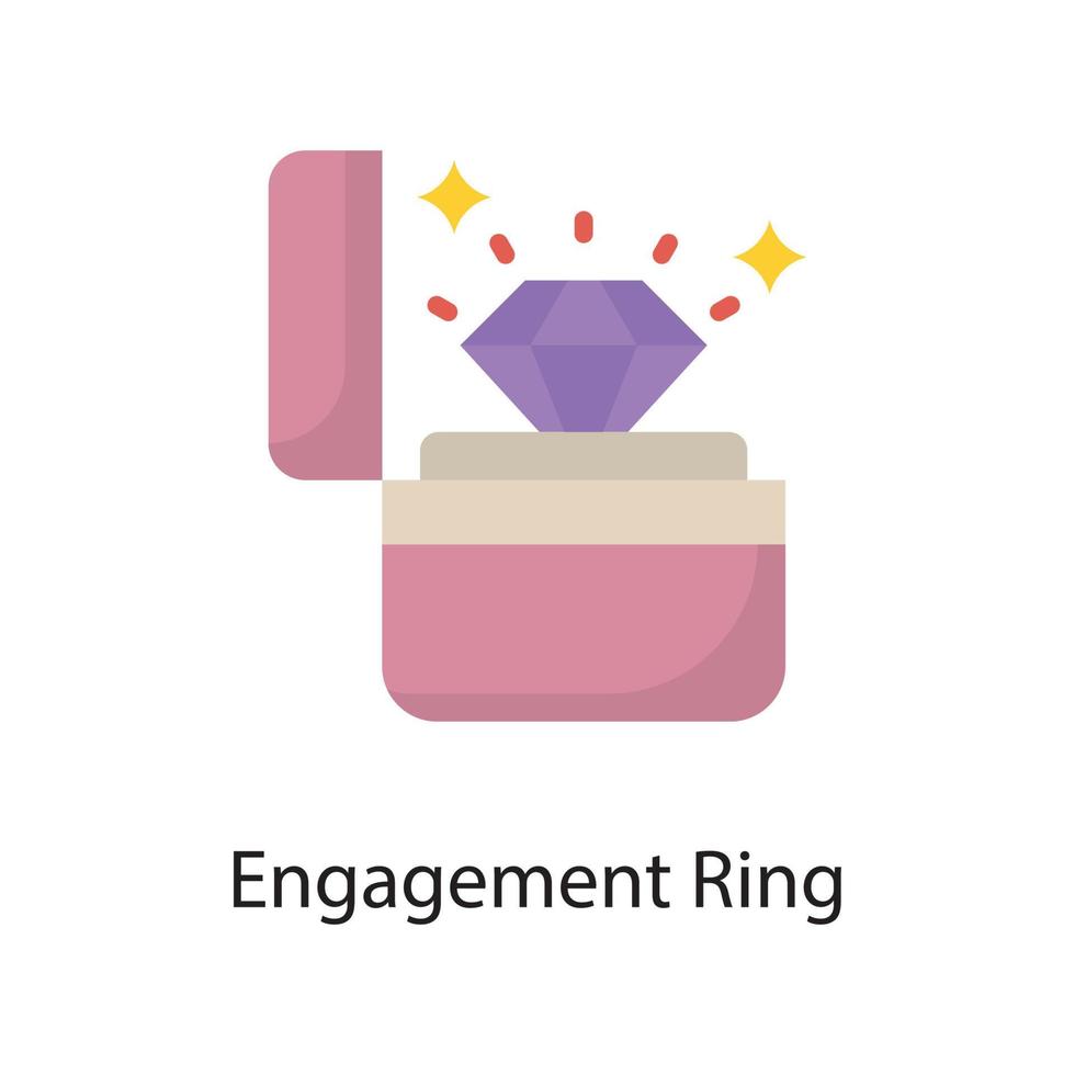 Engagement Ring Vector Flat Icon Design illustration. Love Symbol on White background EPS 10 File