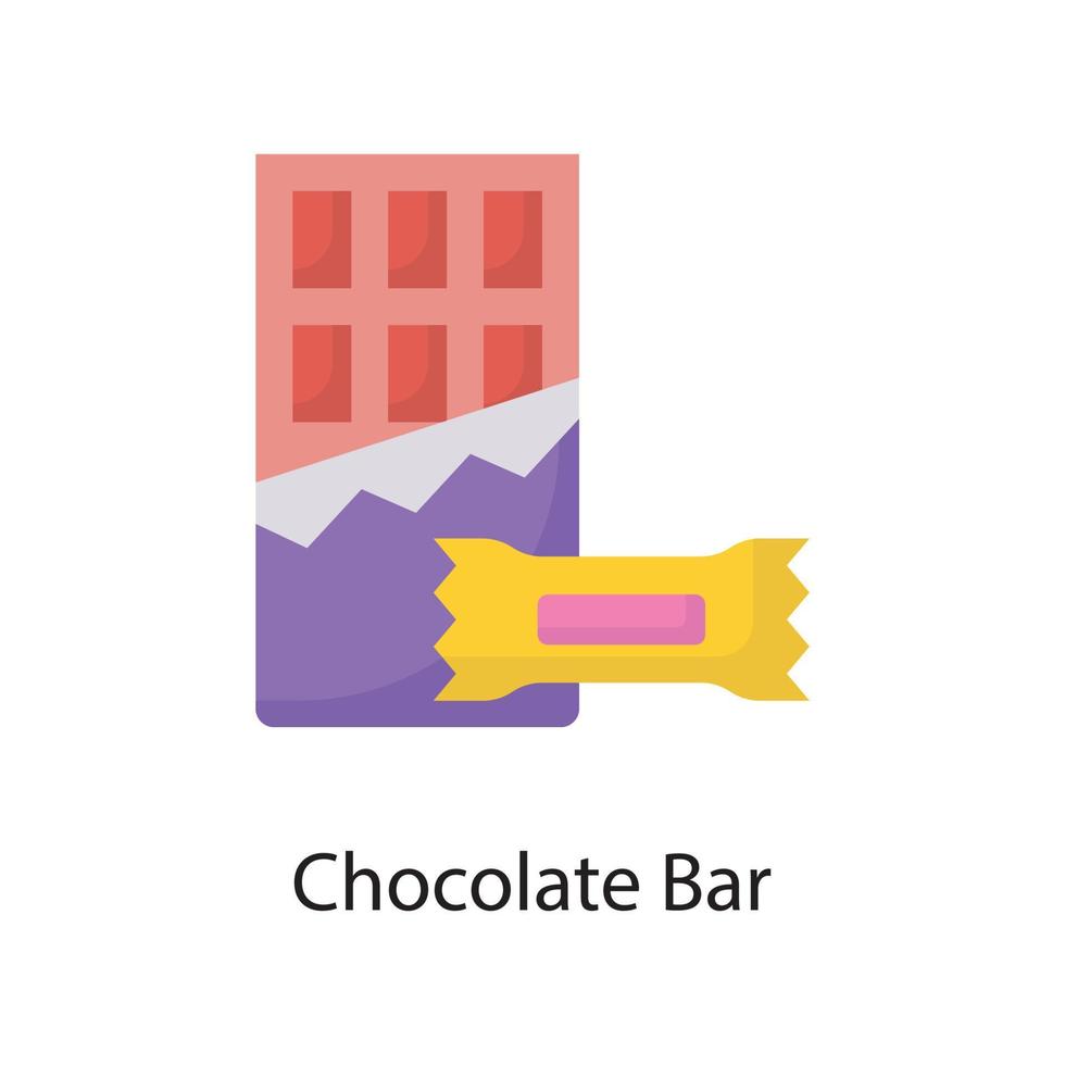 Ilustración de diseño de icono plano de vector de barra de chocolate. símbolo de amor en el archivo eps 10 de fondo blanco