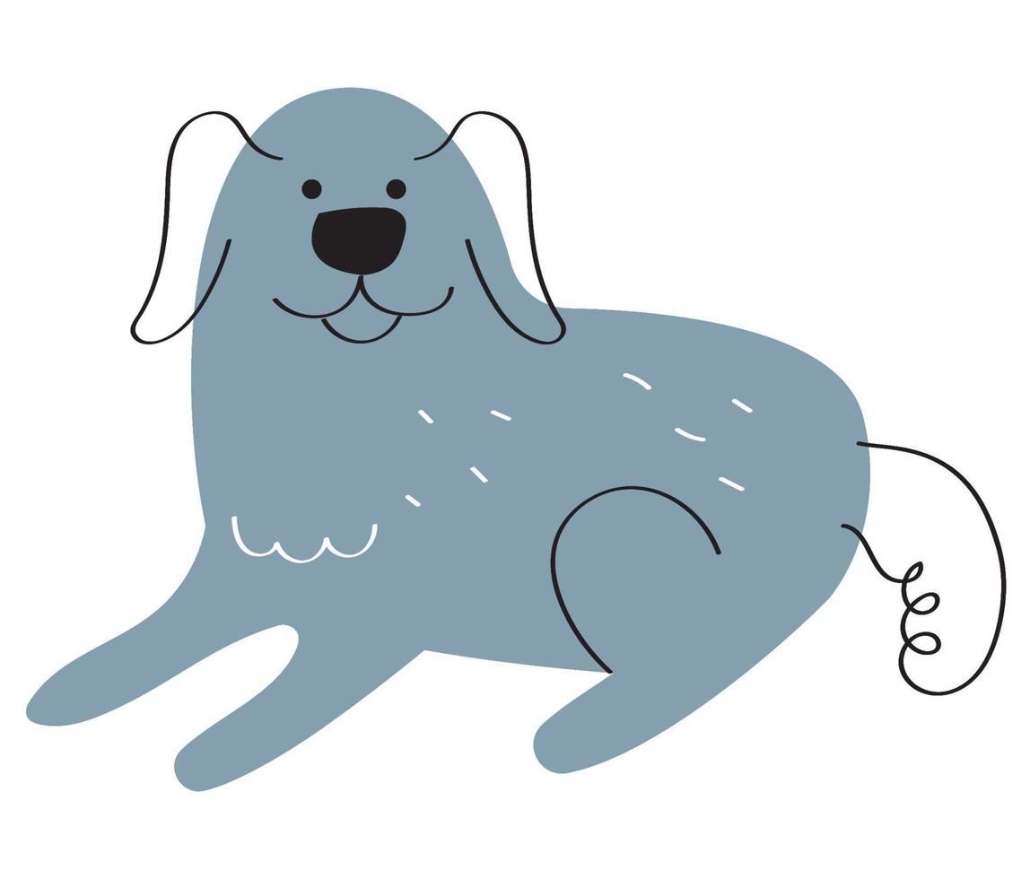 gray dog lying vector