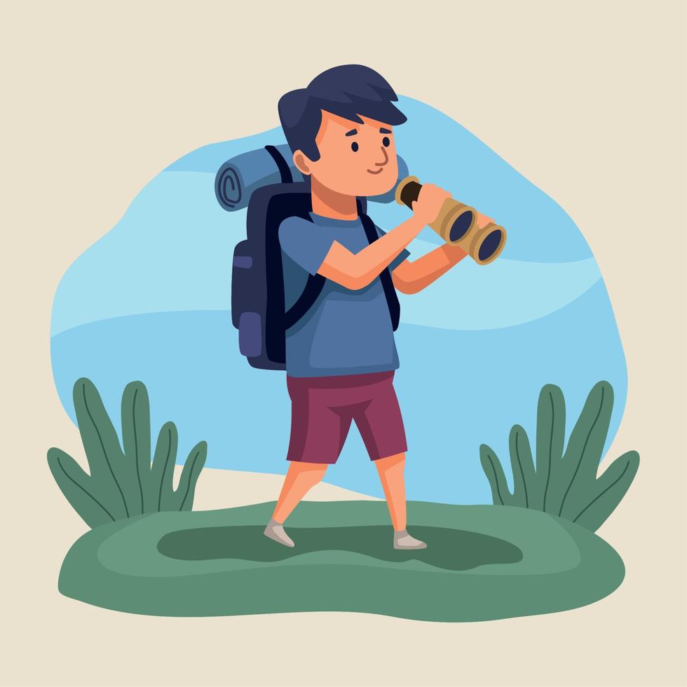 man traveler with telescope vector