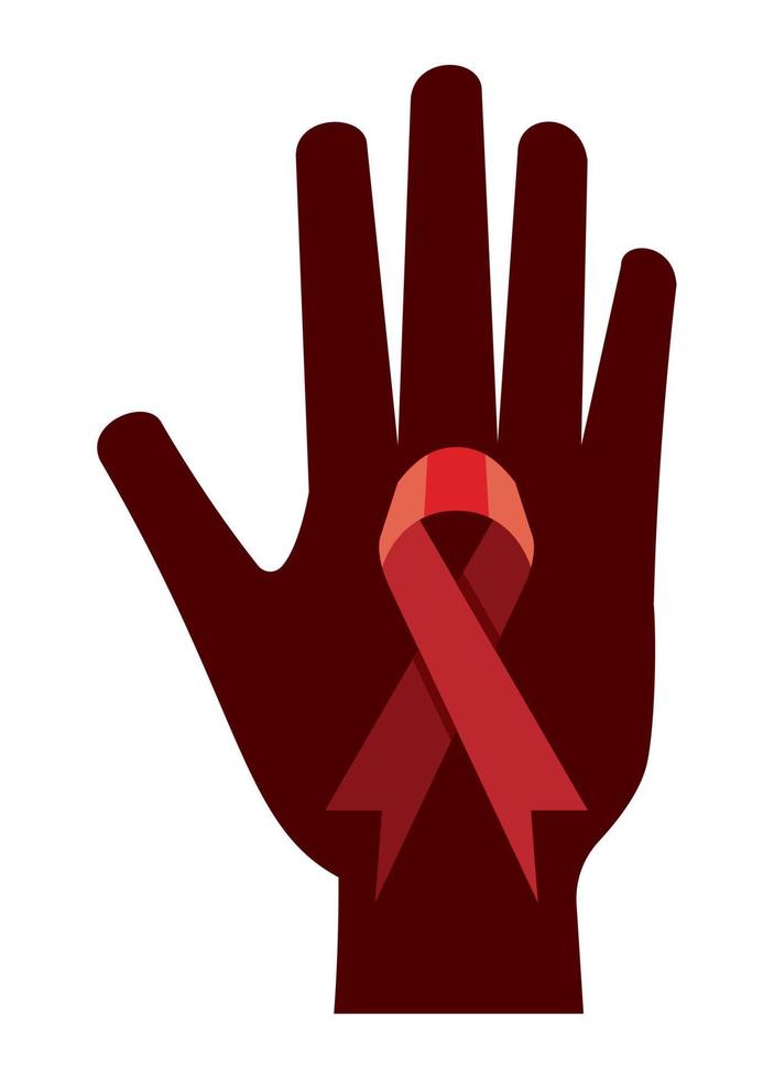 AIDS day ribbon in hand vector