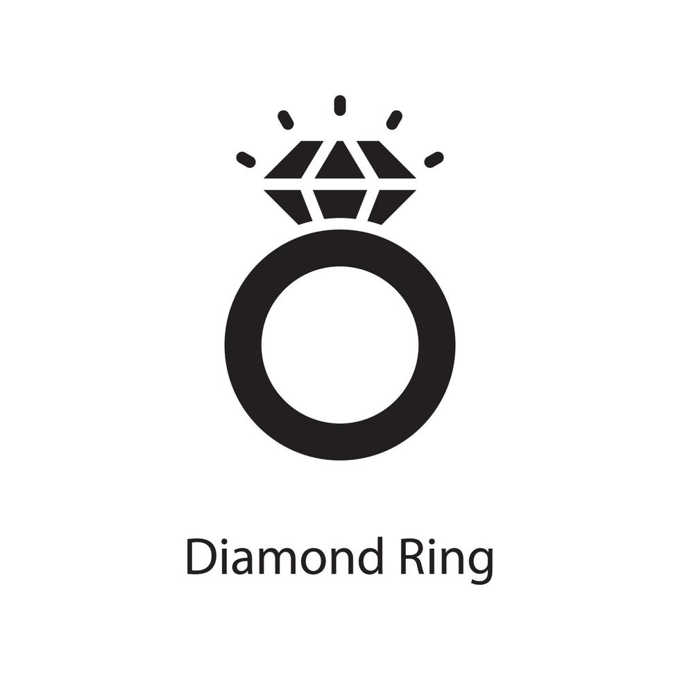Ilustración de diseño de icono sólido de vector de anillo de diamante. símbolo de amor en el archivo eps 10 de fondo blanco