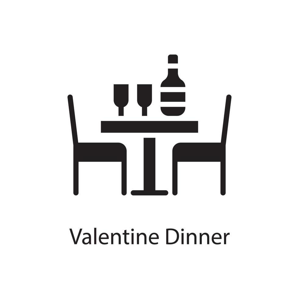 Valentine Dinner  Vector Solid Icon Design illustration. Love Symbol on White background EPS 10 File