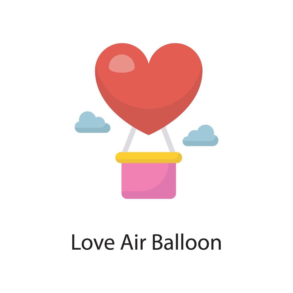 Love Air Balloon  Vector Flat Icon Design illustration. Love Symbol on White background EPS 10 File
