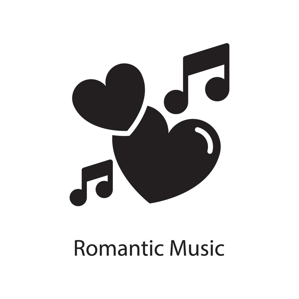 ilustración de diseño de icono sólido de vector de música romántica. símbolo de amor en el archivo eps 10 de fondo blanco