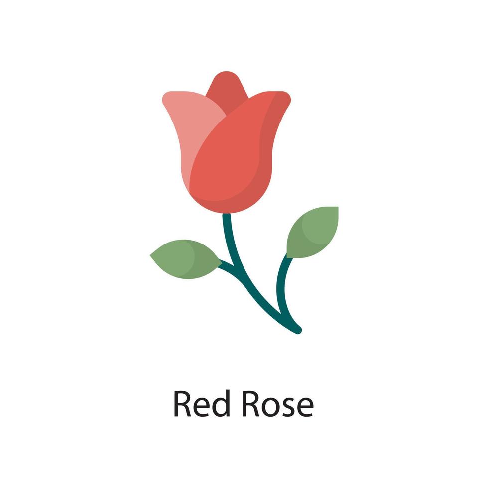Red Rose Vector Flat Icon Design illustration. Love Symbol on White background EPS 10 File