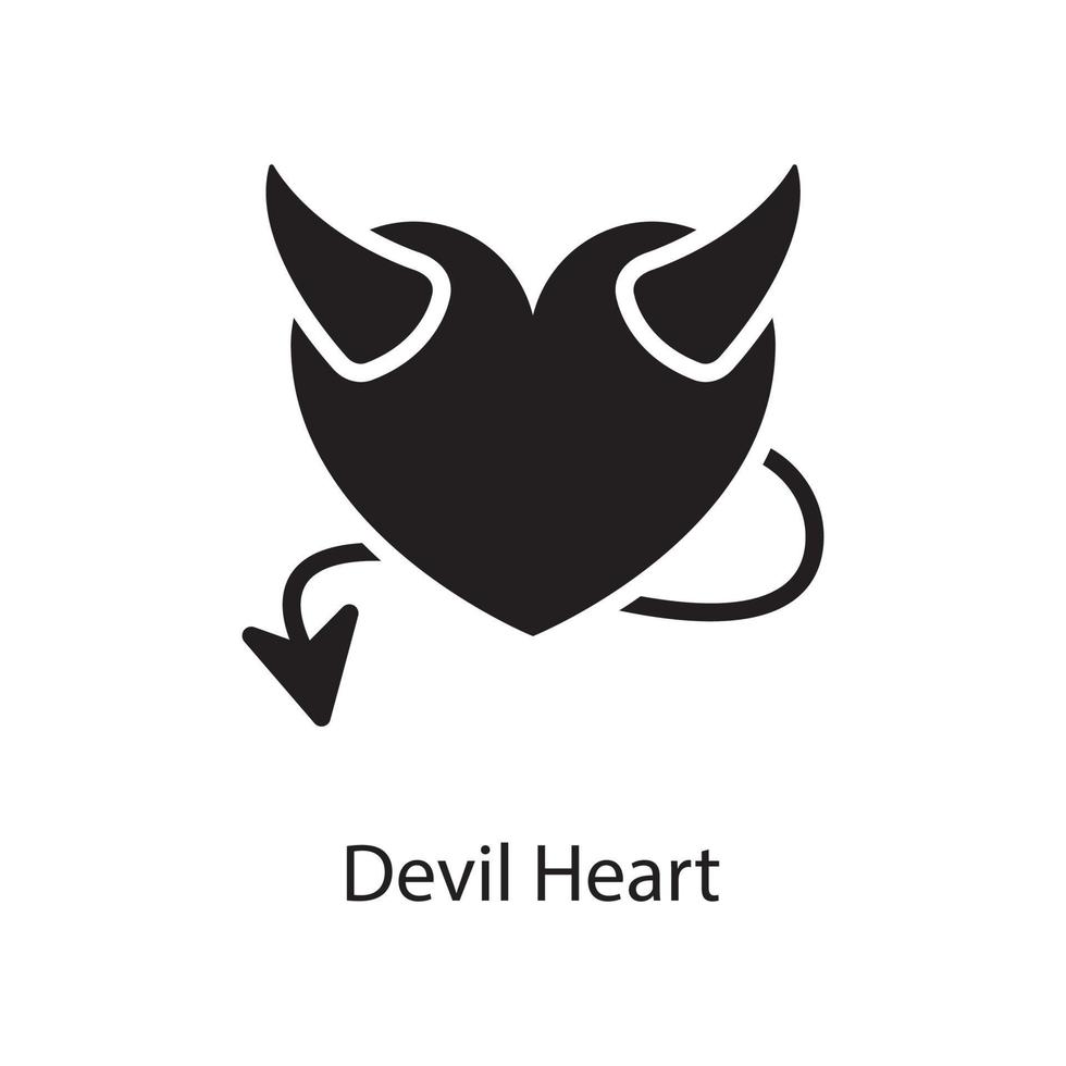 ilustración de diseño de icono sólido de vector de corazón de diablo. símbolo de amor en el archivo eps 10 de fondo blanco