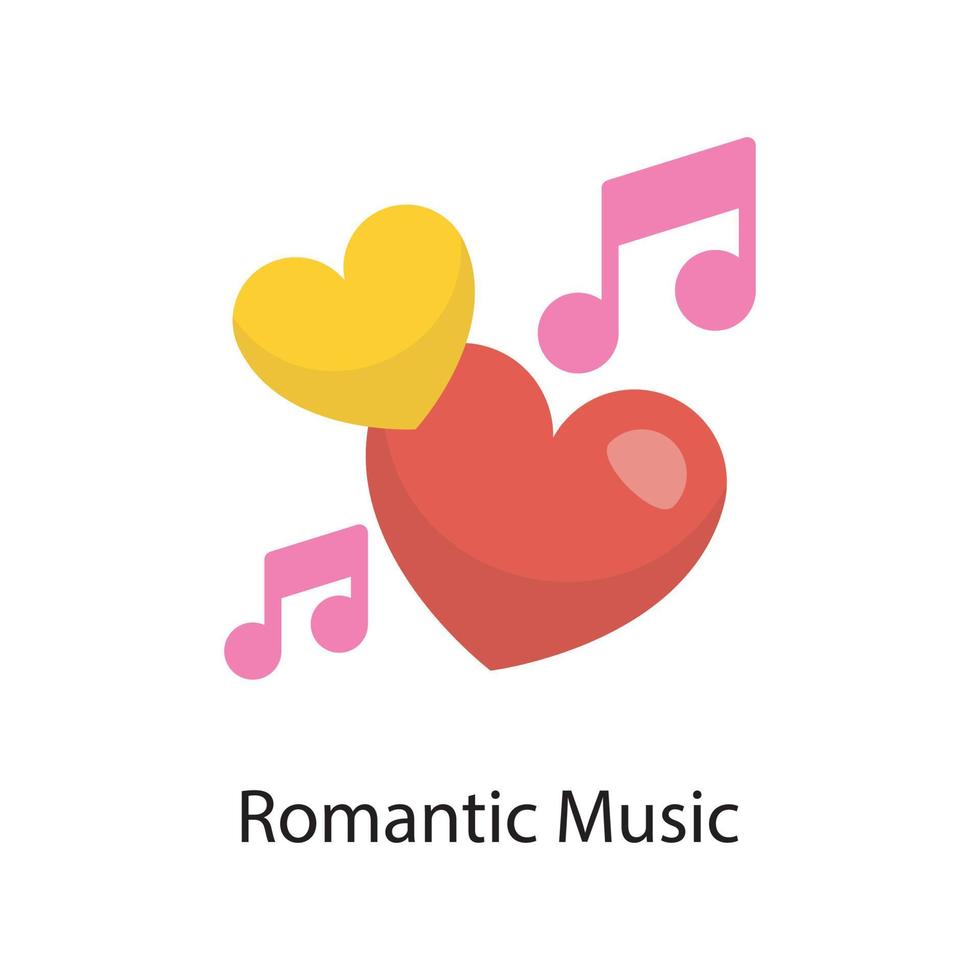 ilustración de diseño de icono plano de vector de música romántica. símbolo de amor en el archivo eps 10 de fondo blanco