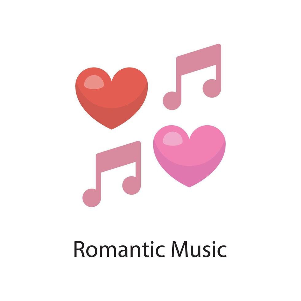 Romantic Music Vector Flat Icon Design illustration. Love Symbol on White background EPS 10 File