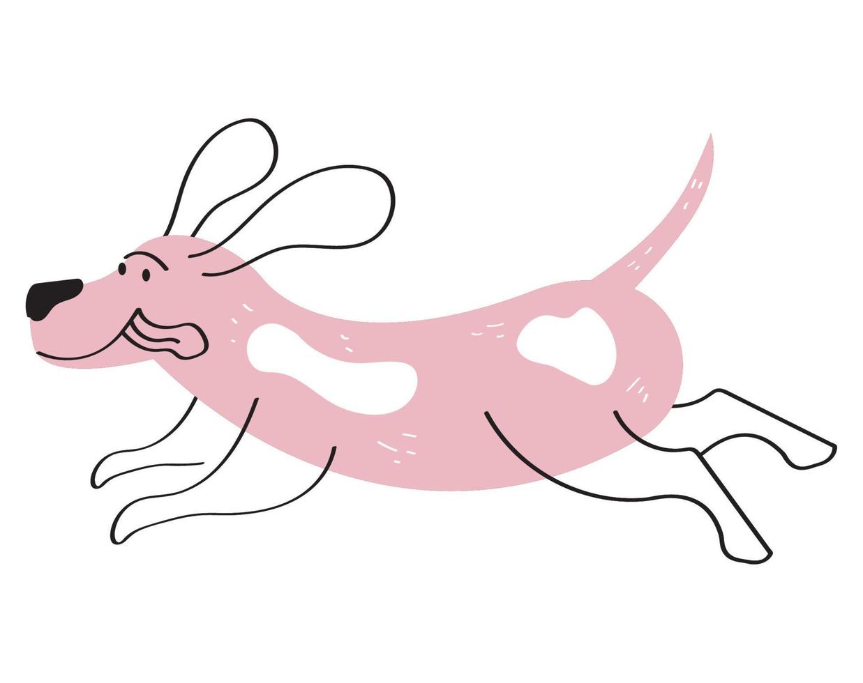 pink dog running vector