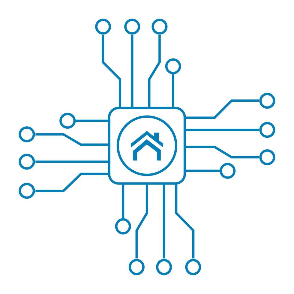 smarthome in processor chip vector