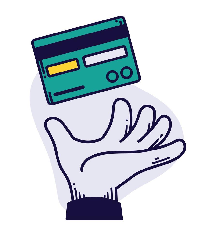 hand with credit card vector