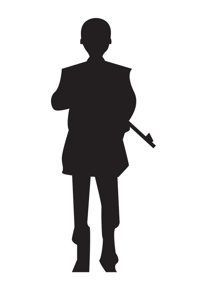 kid with weapon silhouette vector