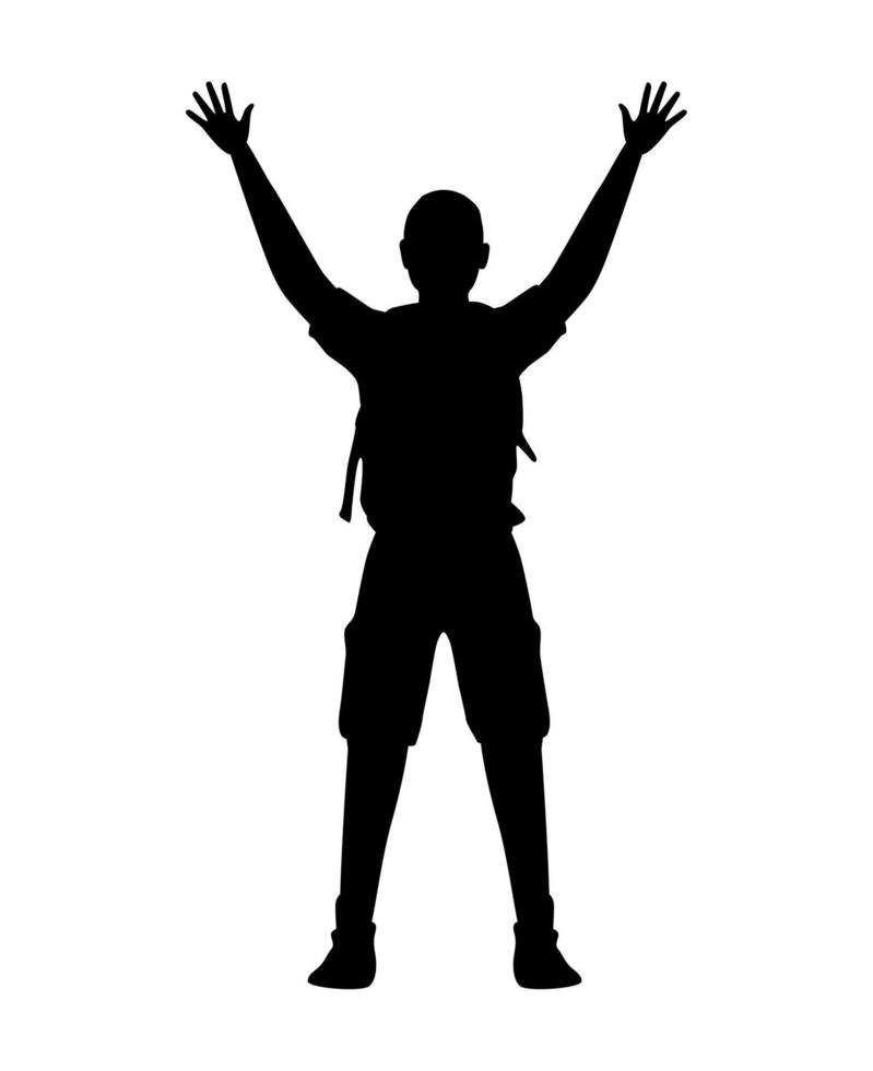 happy man celebrating silhouette vector