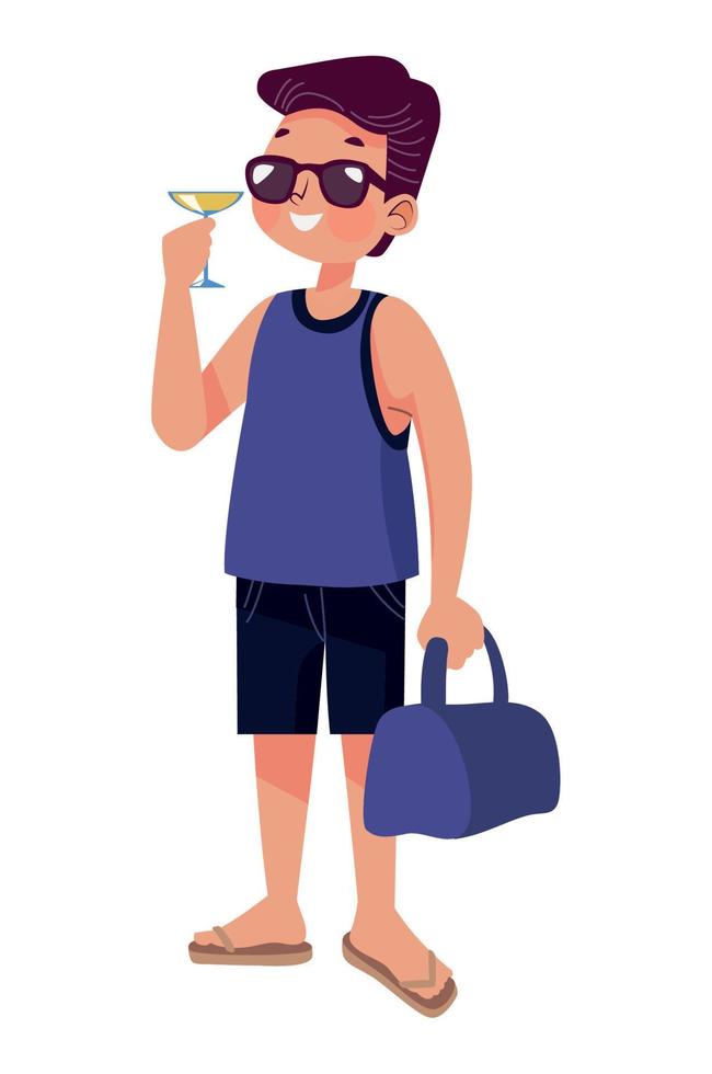 male tourist drinking cocktail vector