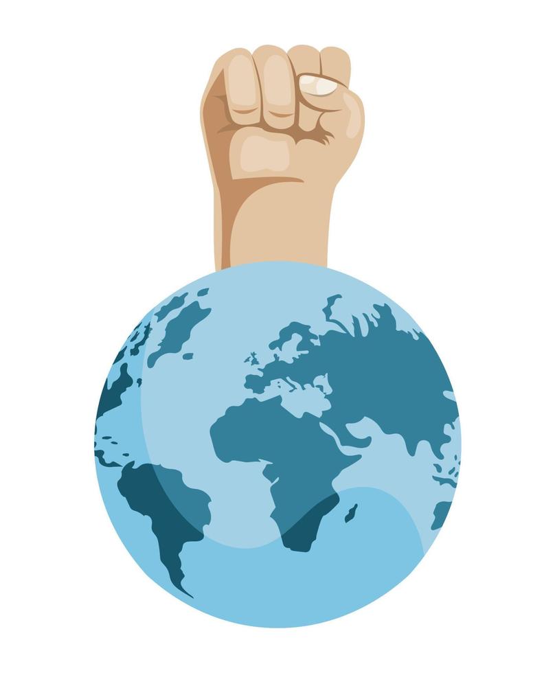 fist in earth planet vector