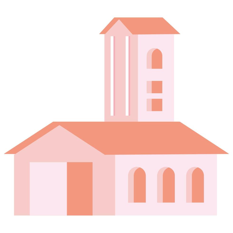 fachada rosada del edificio de la iglesia vector
