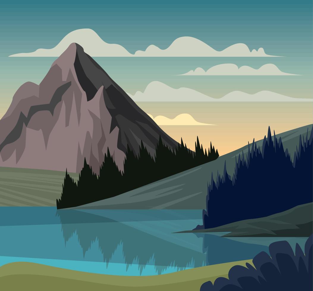 paisaje de belleza con montaña vector