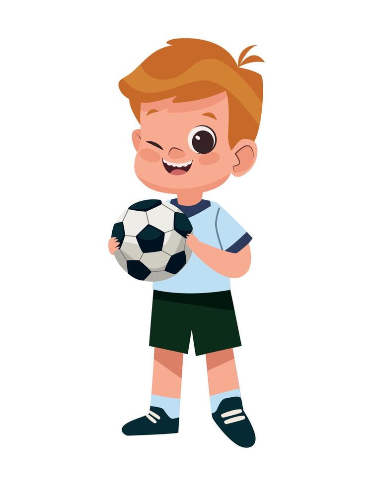 student boy with soccer balloon vector