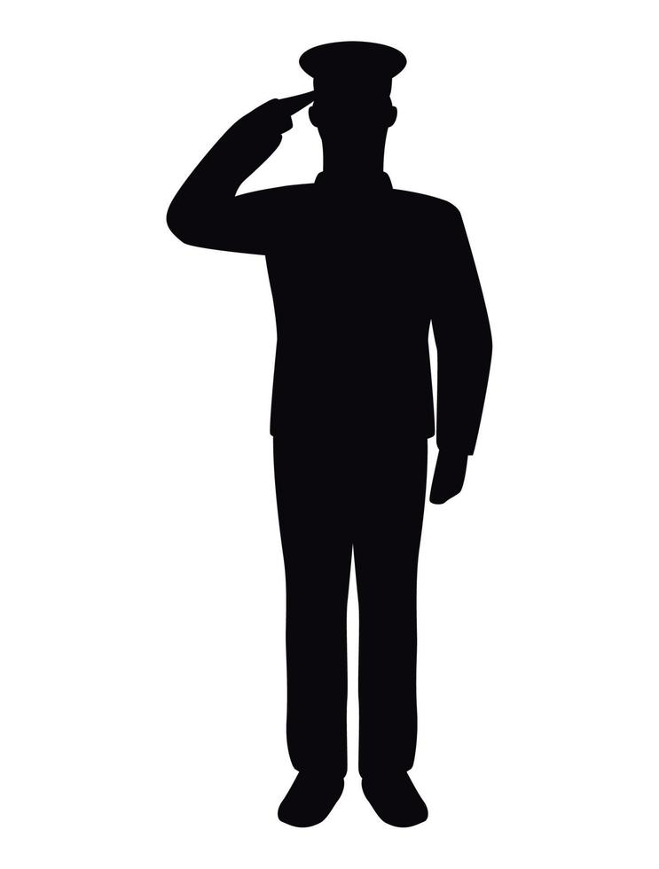 officer military saludating silhouette vector