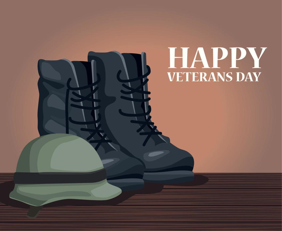 happy veterans day lettering poster vector