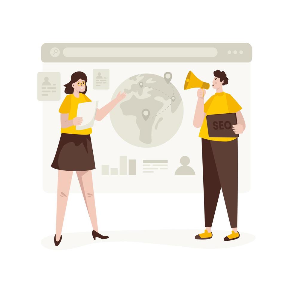 SEO digital marketing on global market strategy vector