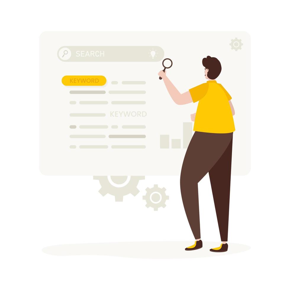 SEO keyword research optimization flat illustration vector