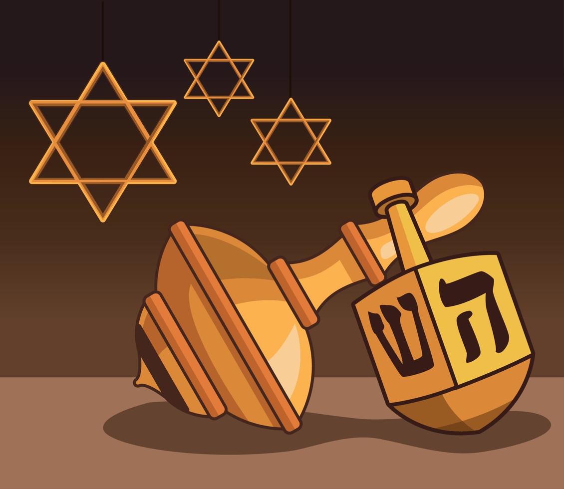 hanukkah dreidel y peonza vector