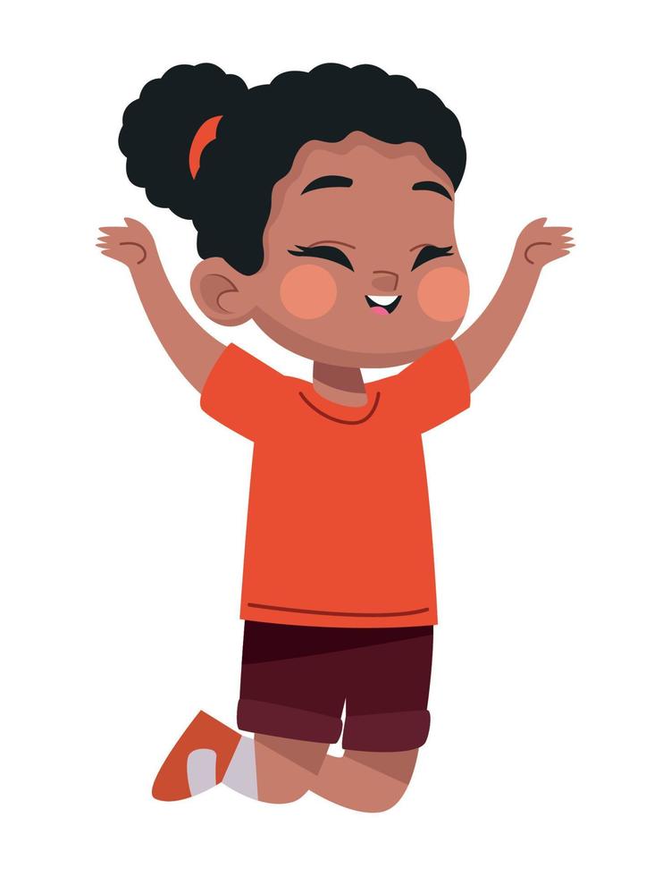 afro little girl jumping vector