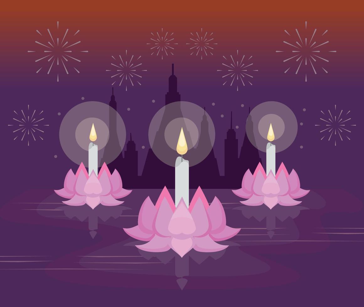 loy krathong festival celebration vector