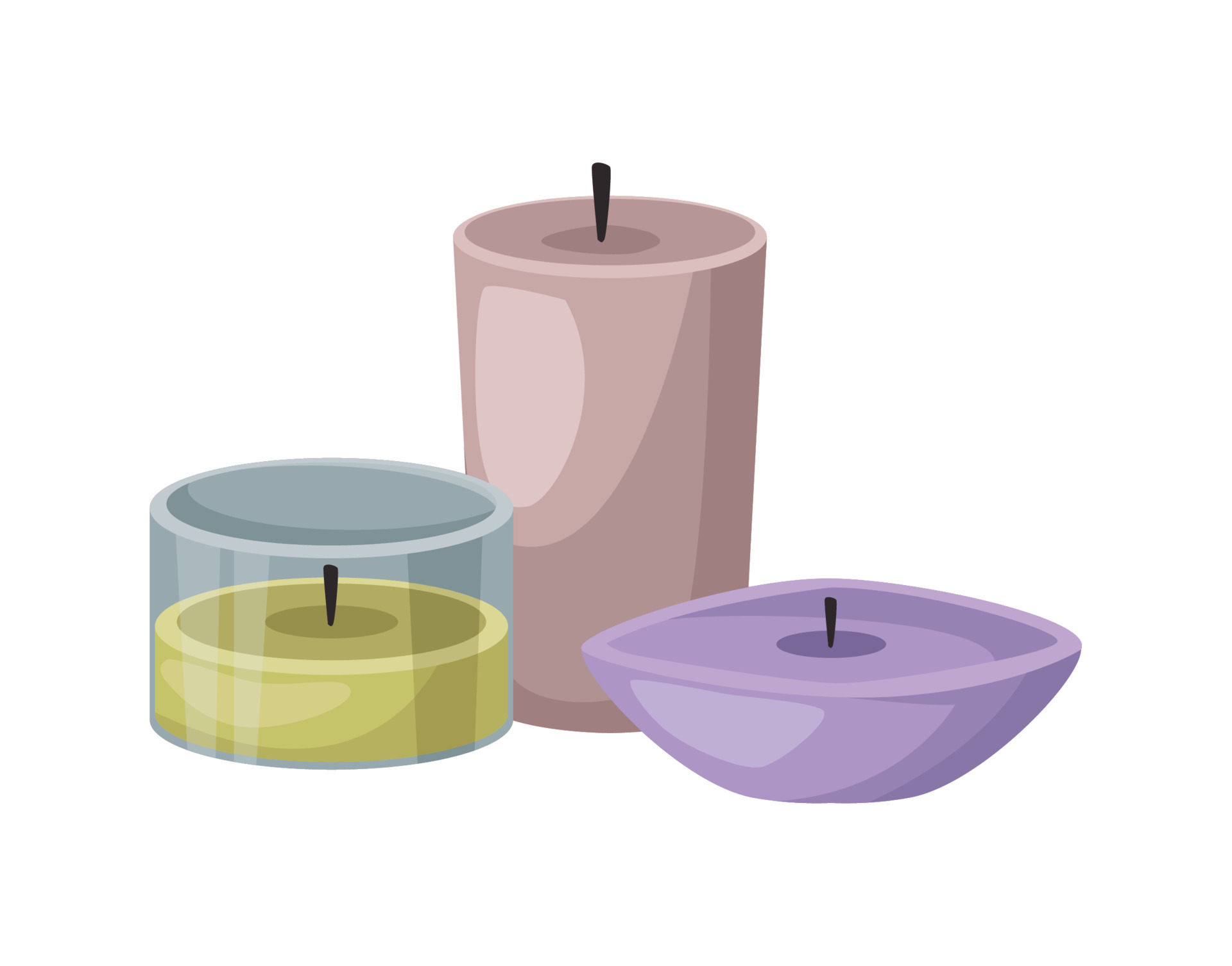 three spa candles wax 14175324 Vector Art at Vecteezy